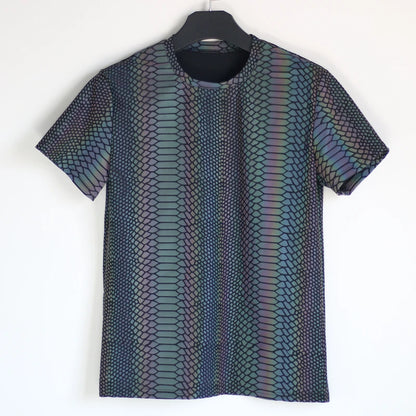 Colorful Snake Pattern Reflective Shirt - GlowStreet
