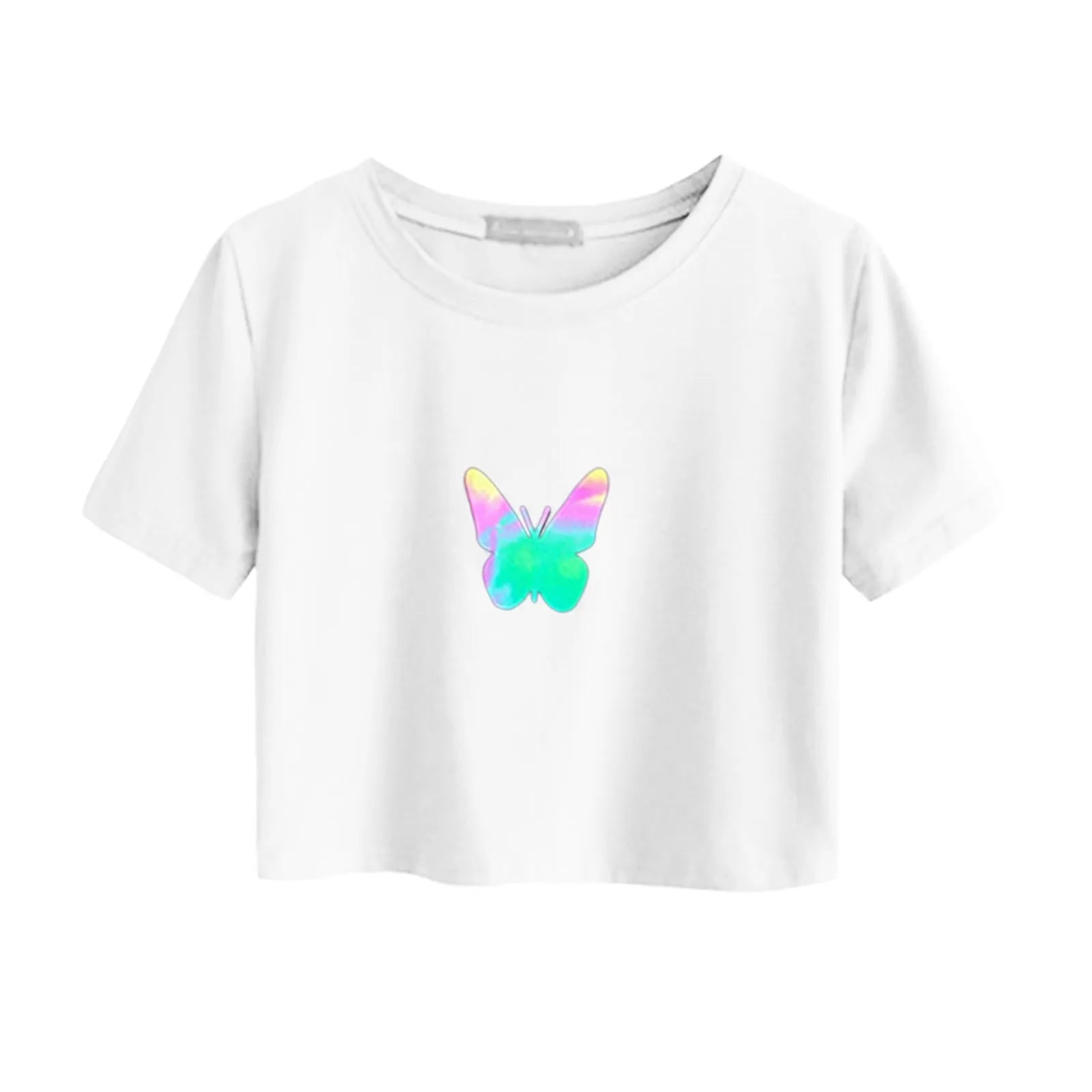 Crop Top Reflective Butterfly - GlowStreet