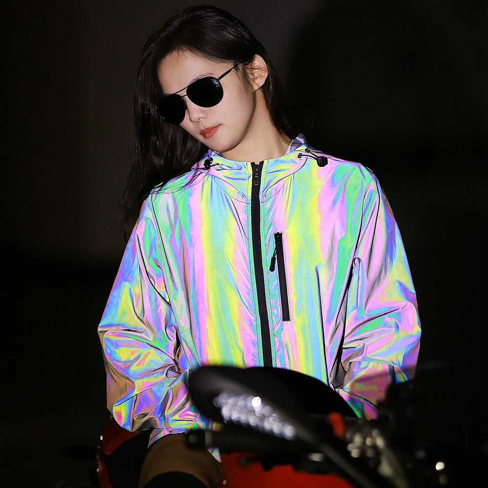 Windbreaker Water Resistant Reflective Jacket - GlowStreet