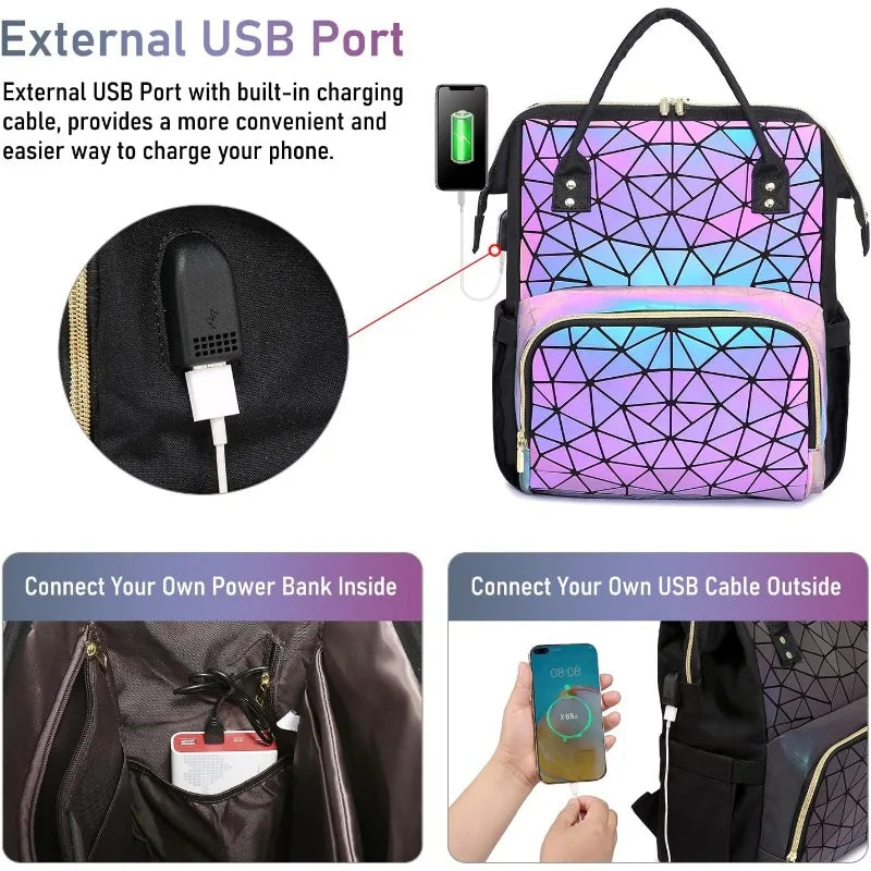 Geometric Luminous Laptop Backpack - GlowStreet